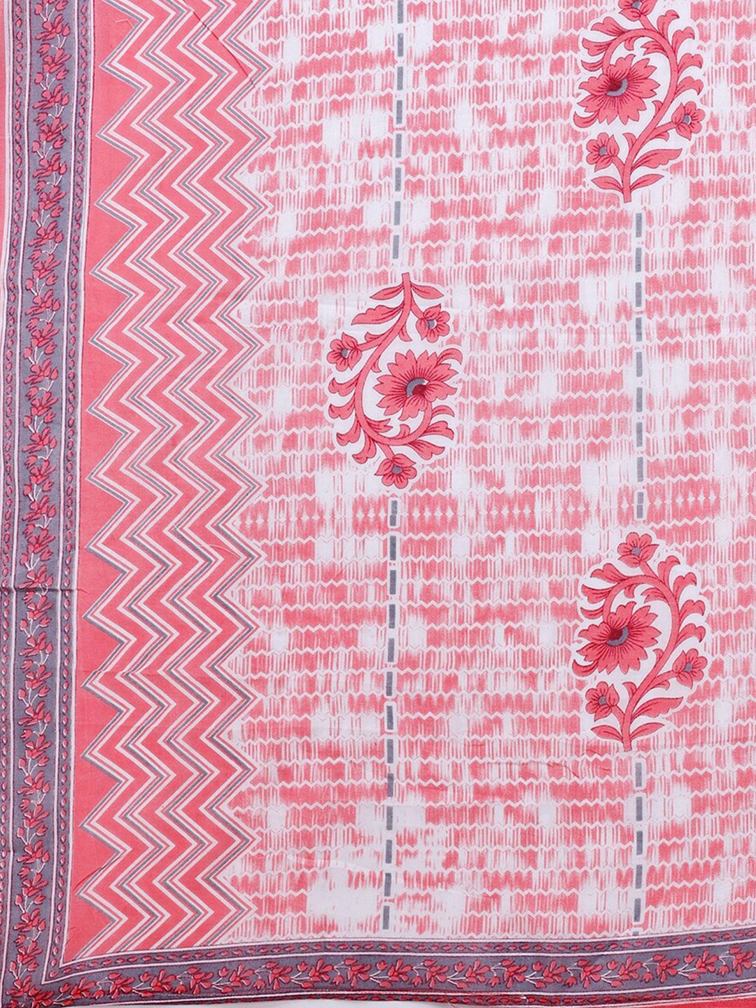 Dhiyona IS Women's Floral Printed Round Neck Pure Cotton Kurta with Trousers & Dupatta