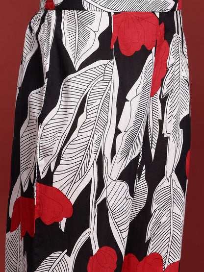 Floral Printed Lace Detailed Pure Cotton Kurta with Trousers