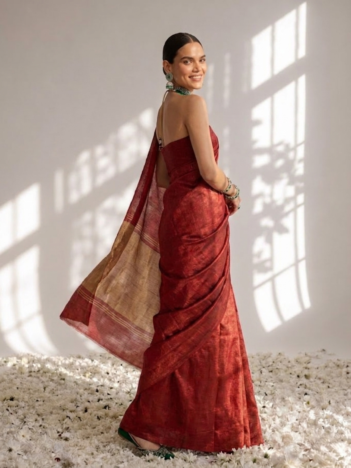 Dhiyona ST Gajji Red Silk Saree with Zari Pallu with Blouse Fabric