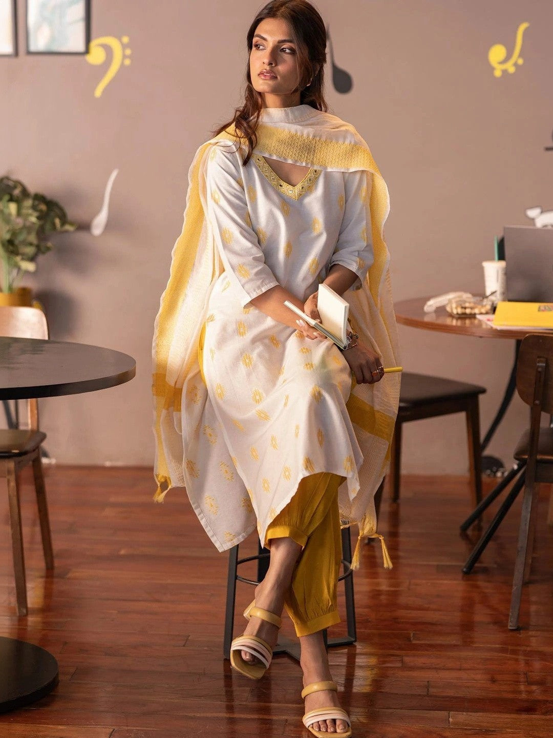 Women Regular Mirror Work Kurta with Salwar & With Dupatta