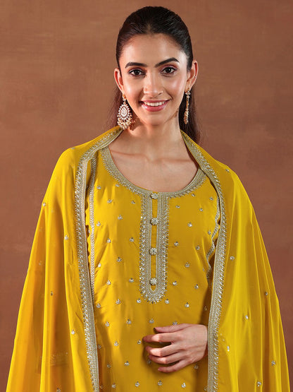 Dhiyona LL Women Ethnic Motifs Embroidered Kurta with Palazzo & Dupatta