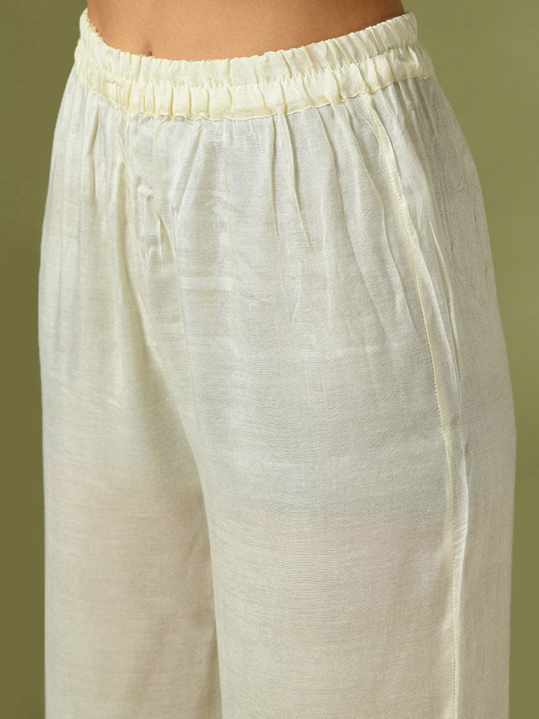 Embroidered Sequined A-Line Kurta With Trousers