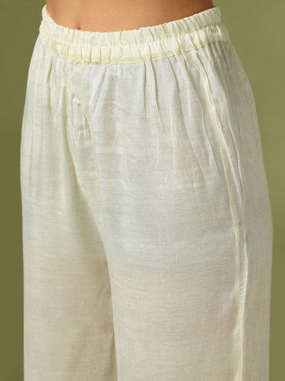 Embroidered Sequined A-Line Kurta With Trousers
