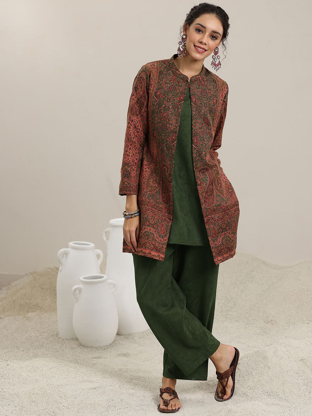 Round Neck Straight Kurti With Palazzos
