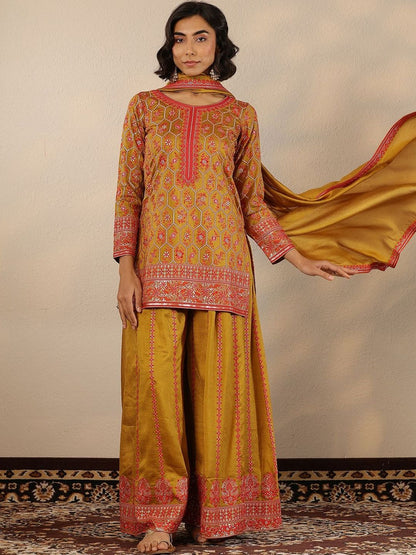 Dhiyona LL Women Ethnic Motifs Embroidered Kurta with Palazzos & Dupatta