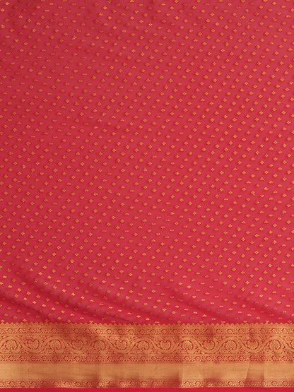 Women's Georgette Red Woven Design Designer Saree With Blouse Piece
