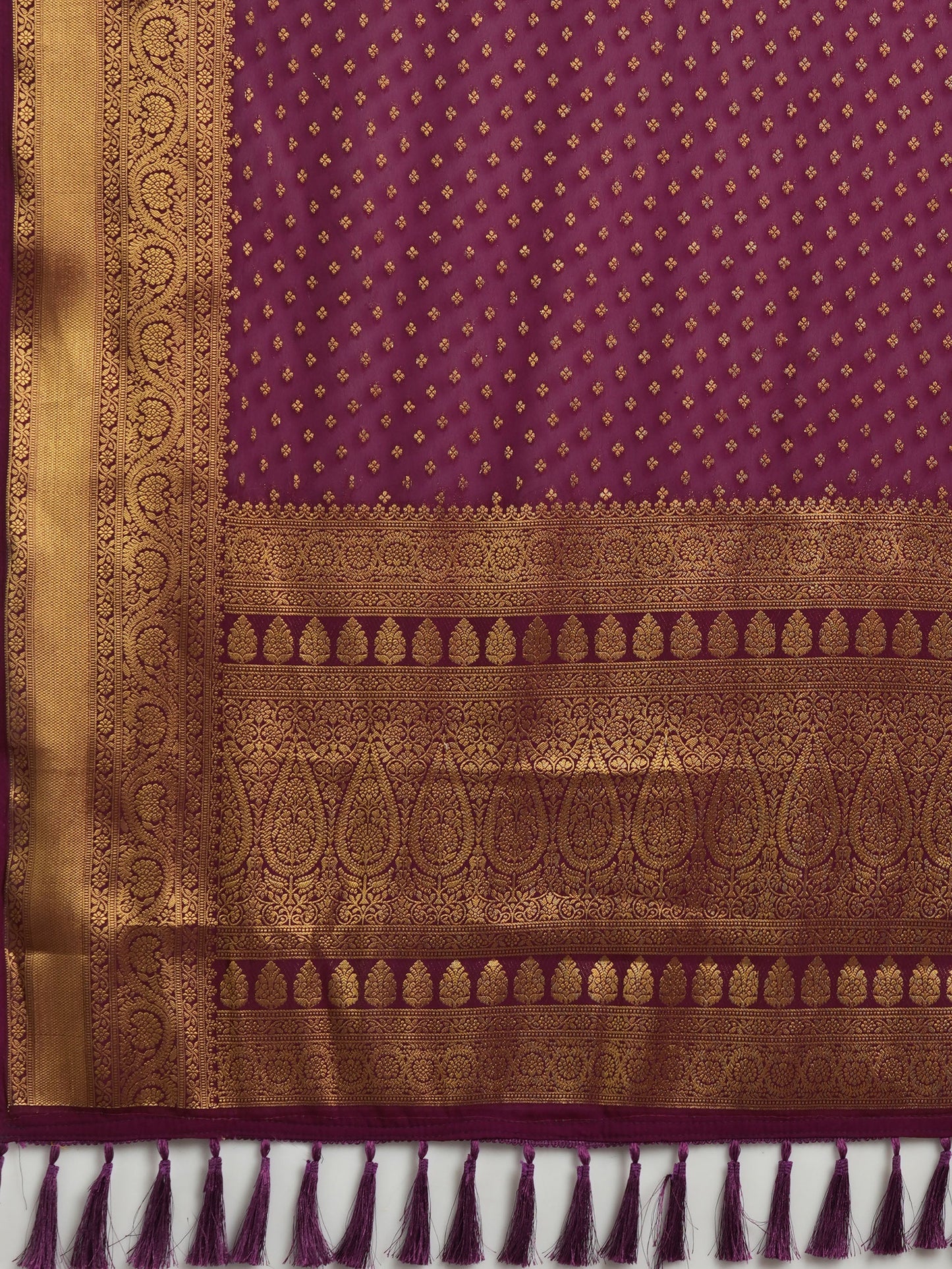 Women's Georgette Burgundy Woven Design Designer Saree With Blouse Piece