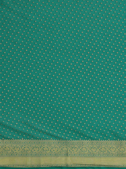 Women's Georgette Teal blue Woven Design Designer Saree With Blouse Piece