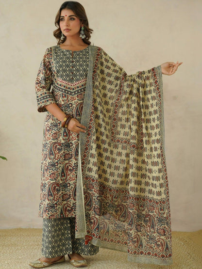 Dhiyona KL Women Pure Cotton Kurta with Trousers & With Dupatta