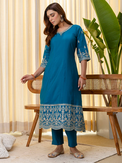 Dhiyona VV Vireya Rama Embroidred Kurta Sets with Sequins Work Women Suits