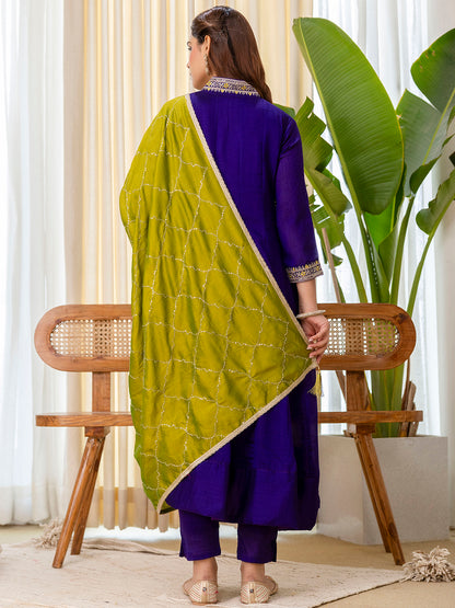 Dhiyona VV Purple Special Designer Kurta Pant Set with Elegant Dupatta