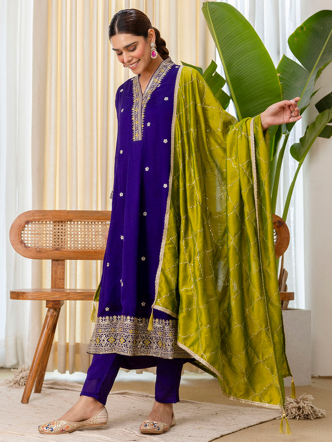 Dhiyona VV Purple Special Designer Kurta Pant Set with Elegant Dupatta
