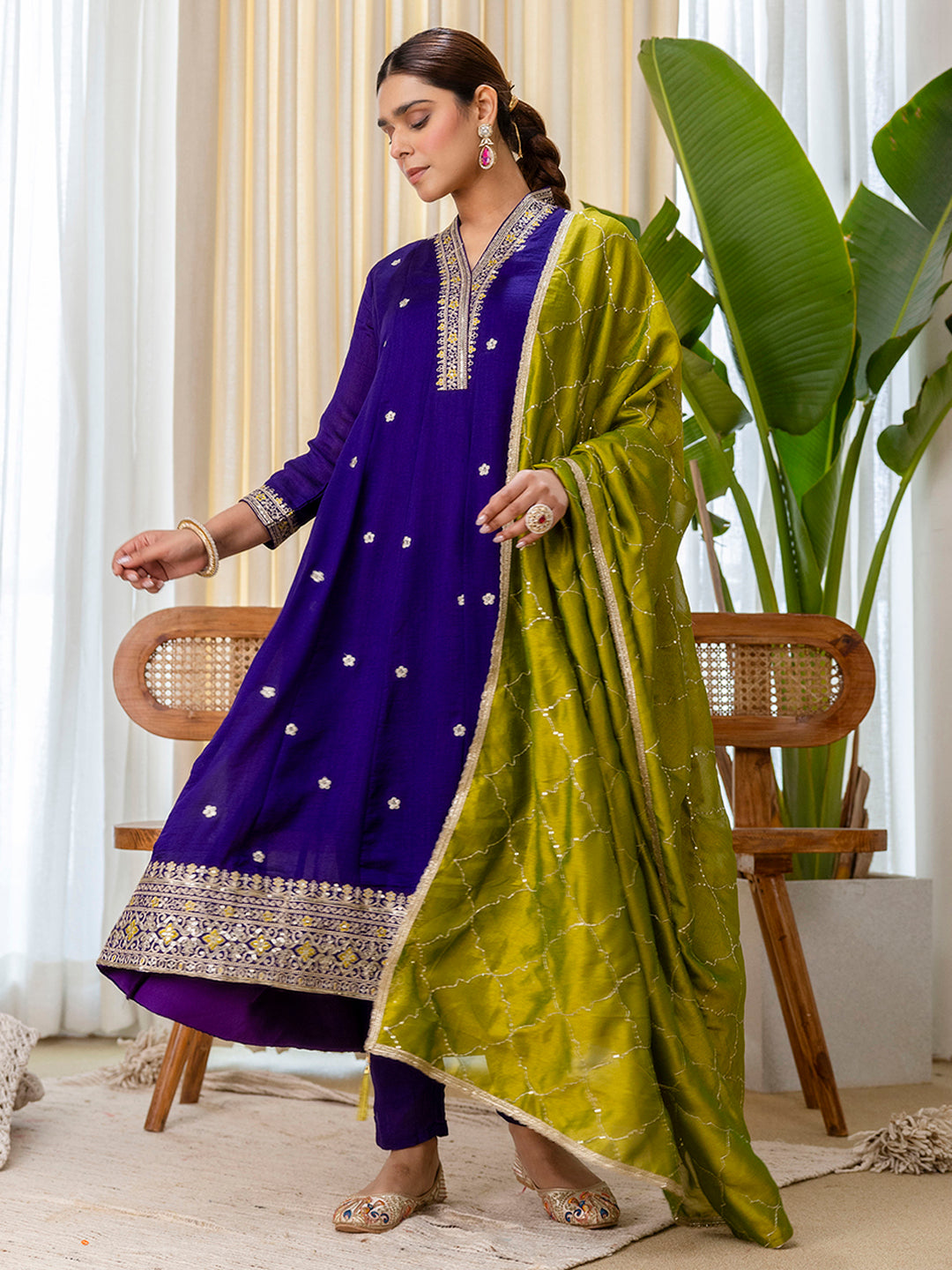 Dhiyona VV Purple Special Designer Kurta Pant Set with Elegant Dupatta