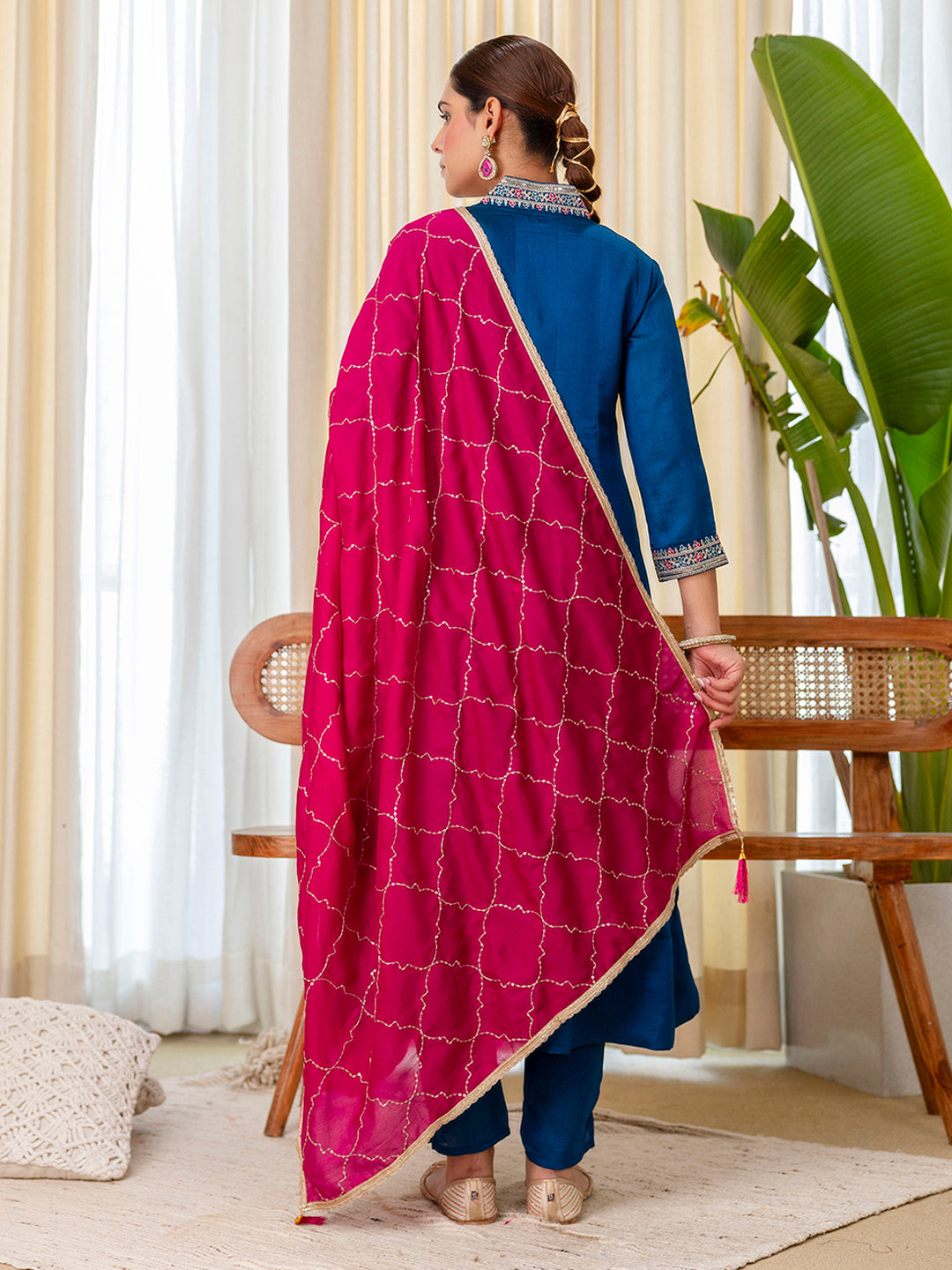Dhiyona VV  Teal Special Designer Kurta Pant Set with Elegant Dupatta