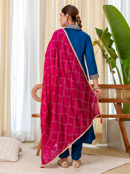 Dhiyona VV  Teal Special Designer Kurta Pant Set with Elegant Dupatta