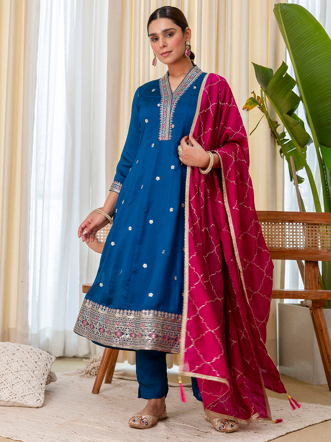 Dhiyona VV  Teal Special Designer Kurta Pant Set with Elegant Dupatta