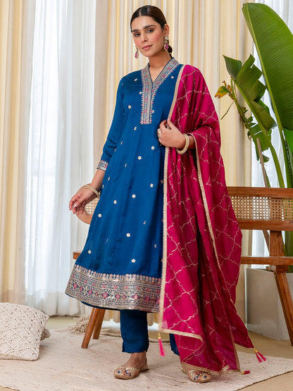 Dhiyona VV  Teal Special Designer Kurta Pant Set with Elegant Dupatta