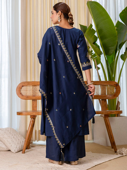 Dhiyona VV  Teal-blue Exclusive Embroidered Kurta Plazo Set for Women