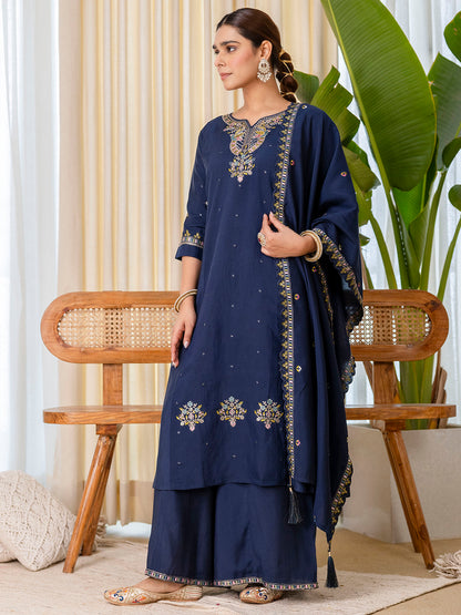 Dhiyona VV  Teal-blue Exclusive Embroidered Kurta Plazo Set for Women