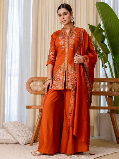 Dhiyona VV  Rust Designer Kurta Plazo Set