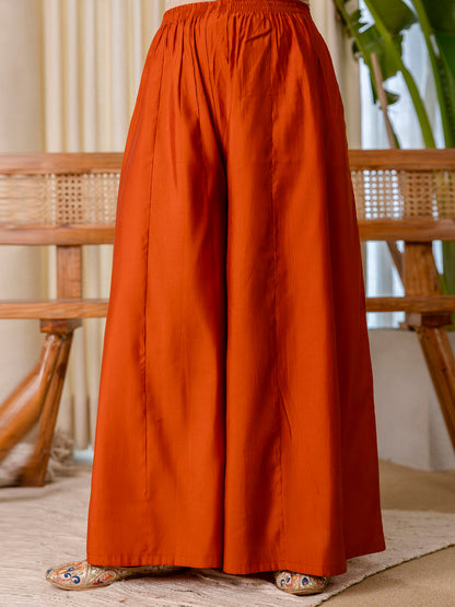 Dhiyona VV  Rust Designer Kurta Plazo Set