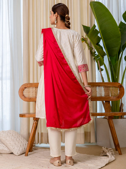 Dhiyona VV Sutra White Embroidred Kurta Sets with Heavy thread Work Women Suits