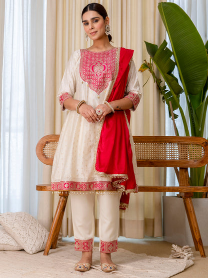 Dhiyona VV Sutra White Embroidred Kurta Sets with Heavy thread Work Women Suits