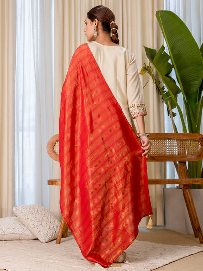 Dhiyona VV Beige Elegant Silk Kurta Pant Set