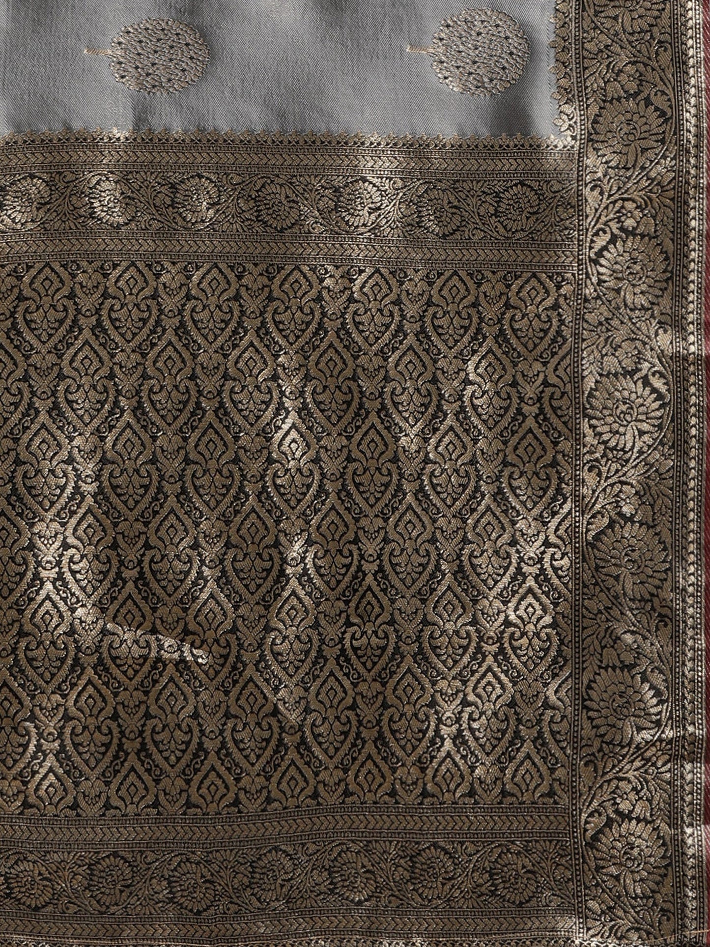 Women's Silk Blend Grey Woven Design Designer Saree With Blouse Piece