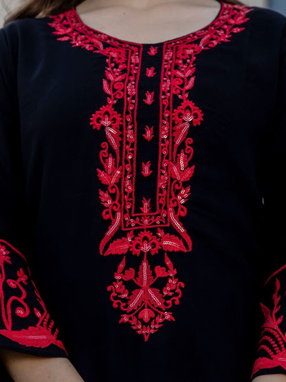 Dhiyona KL Women Ethnic Motifs Embroidered Regular Sequinned Kurta with Palazzos & With Dupatta