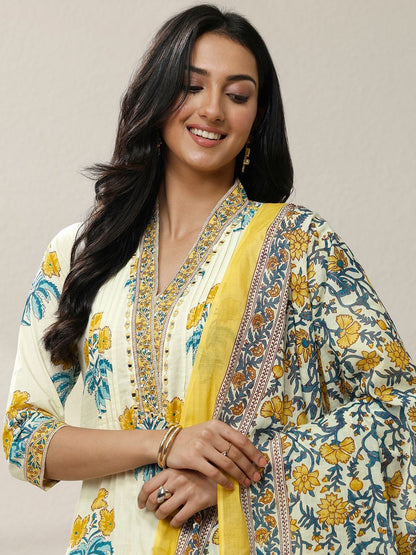 Women Floral Printed Regular Mirror Work Kurta with Trousers & With Dupatta
