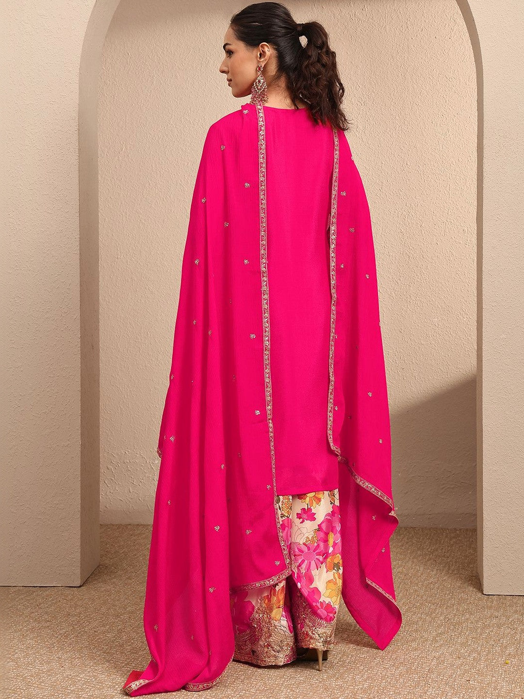 Women Floral Embroidered Regular Kurta with Palazzos & With Dupatta