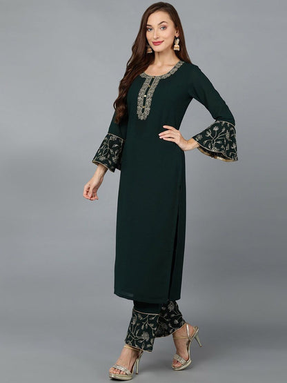 Dhiyona KL Women Ethnic Motifs Embroidered Regular Sequinned Kurta with Palazzos & With Dupatta