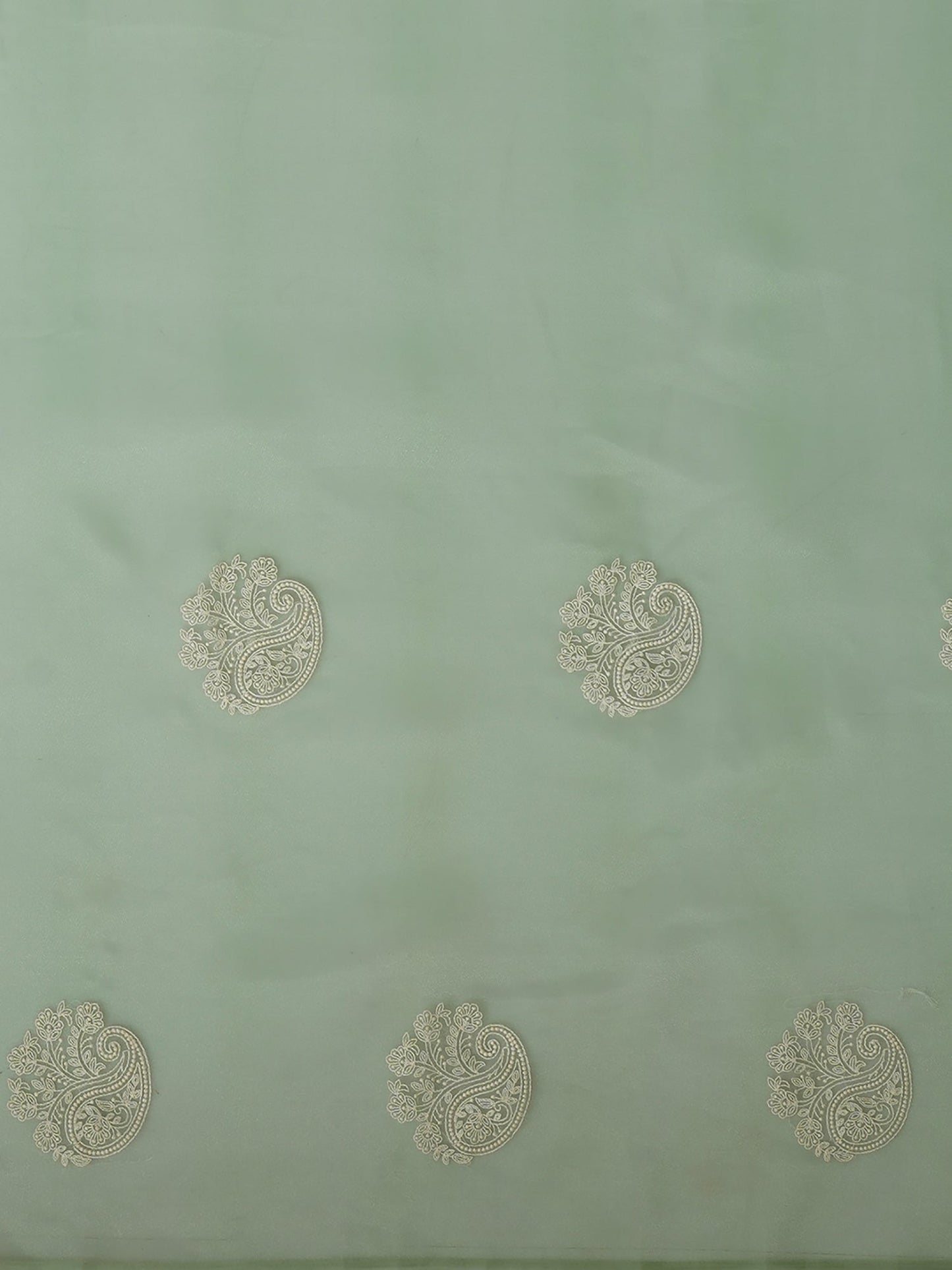 Women's Organza Olive Embroidered Designer Saree With Blouse Piece