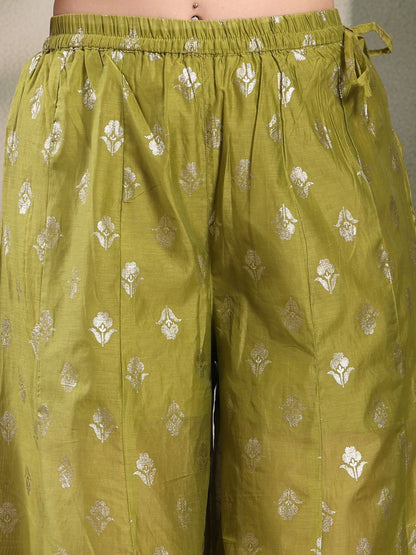 Dhiyona HOP Printed V-Neck Anarkali Kurta & Sharara With Dupatta
