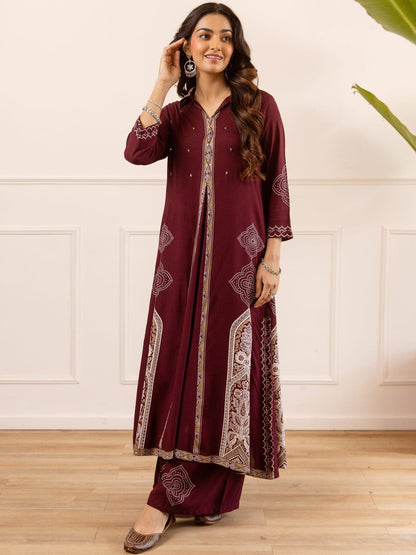 Printed Shirt Collar Kurta & Palazzos