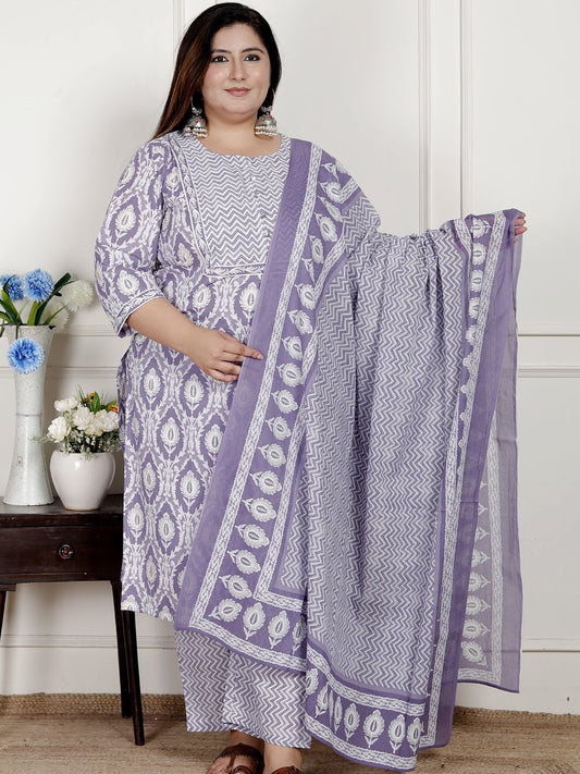 Dhiyona KL Women Printed Pure Cotton Kurta Sets With Dupatta
