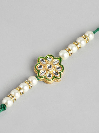 Dhiyona Unisex Set of 2 Beaded Bhai Bhabhi Rakhis With Roli & Chawal