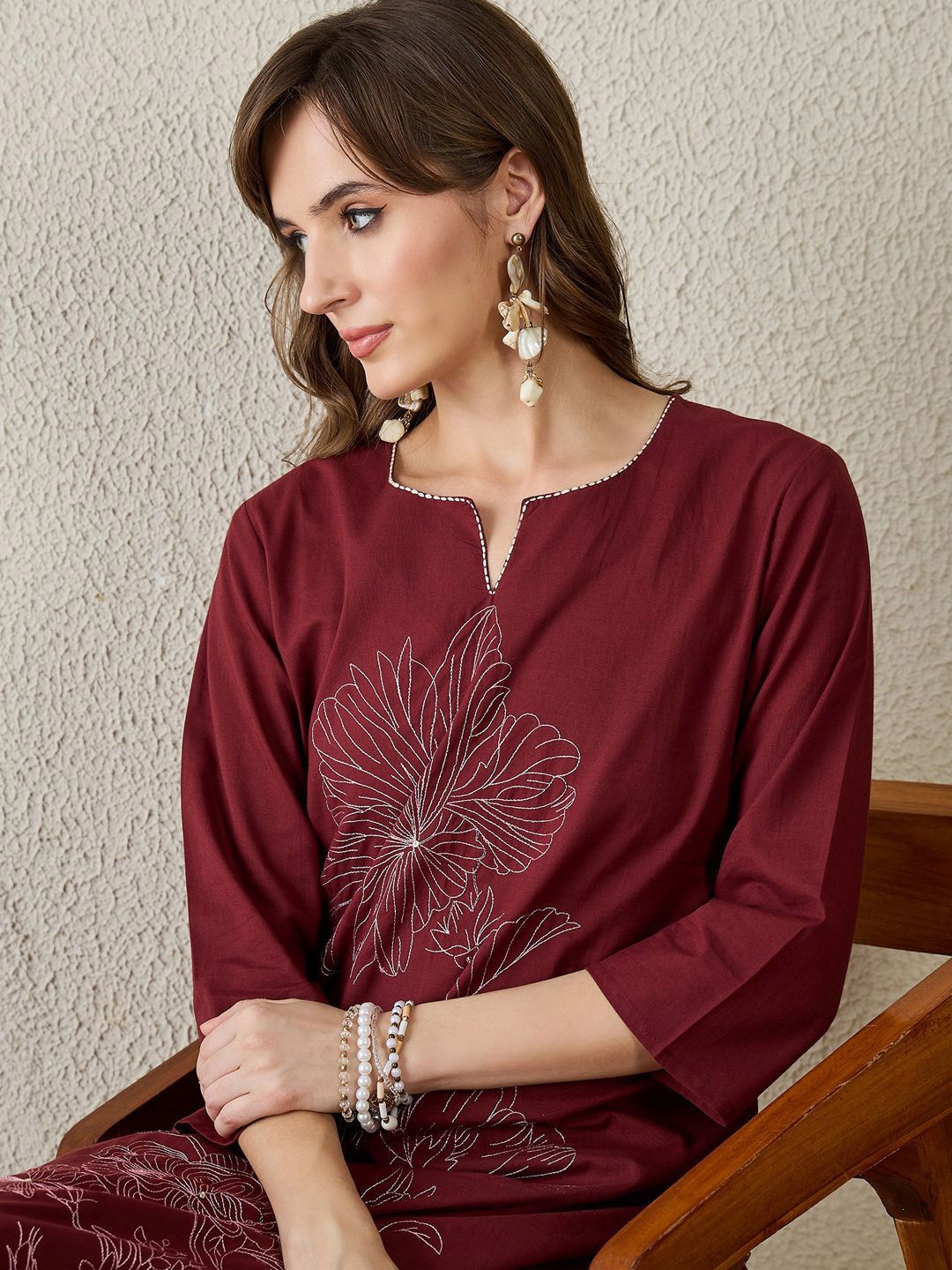 Dhiyona IE Embroidered Pure Cotton Tunic With Trouser