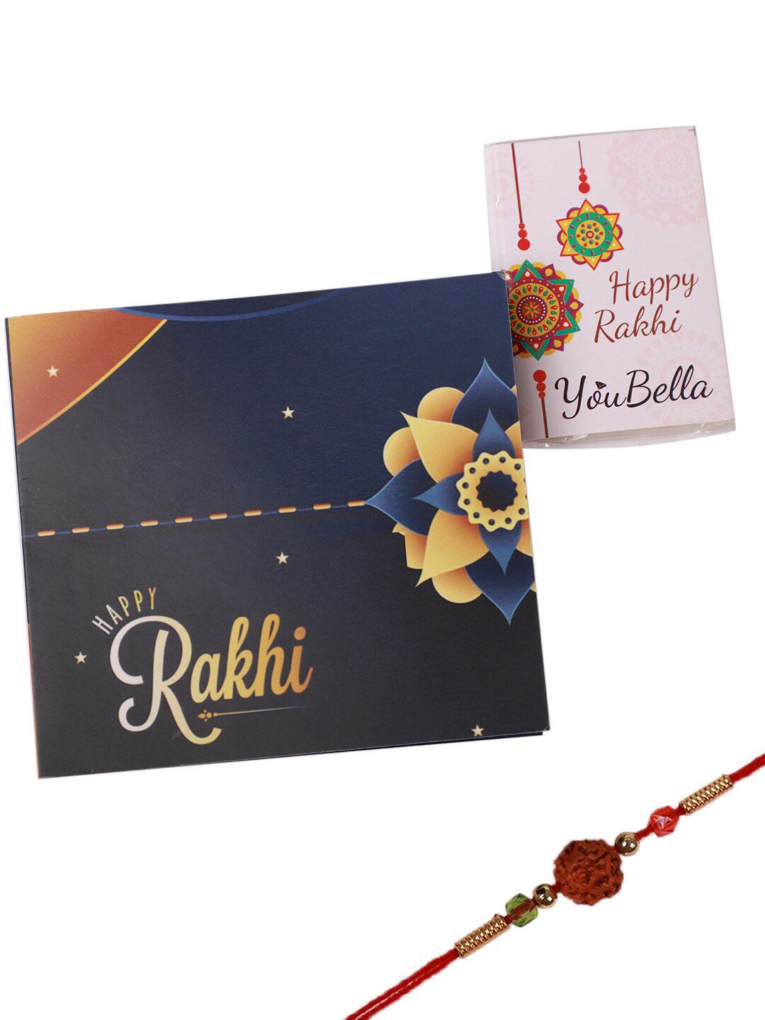 Dhiyona Butterfly Beaded Rakhi Greeting Card & Roli Chawal Card