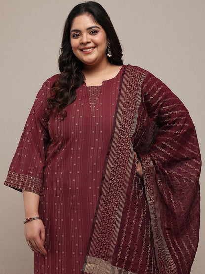 Dhiyona Women's Plus Size Ethnic Motifs Printed Kurta with Palazzos & Dupatta