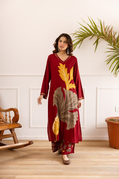 Karen garnet printed cotton kurta pant set