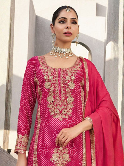 Zarkash Rose Full Work Suit Set