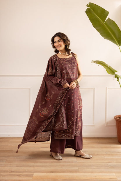 Karen sepia cotton suit set