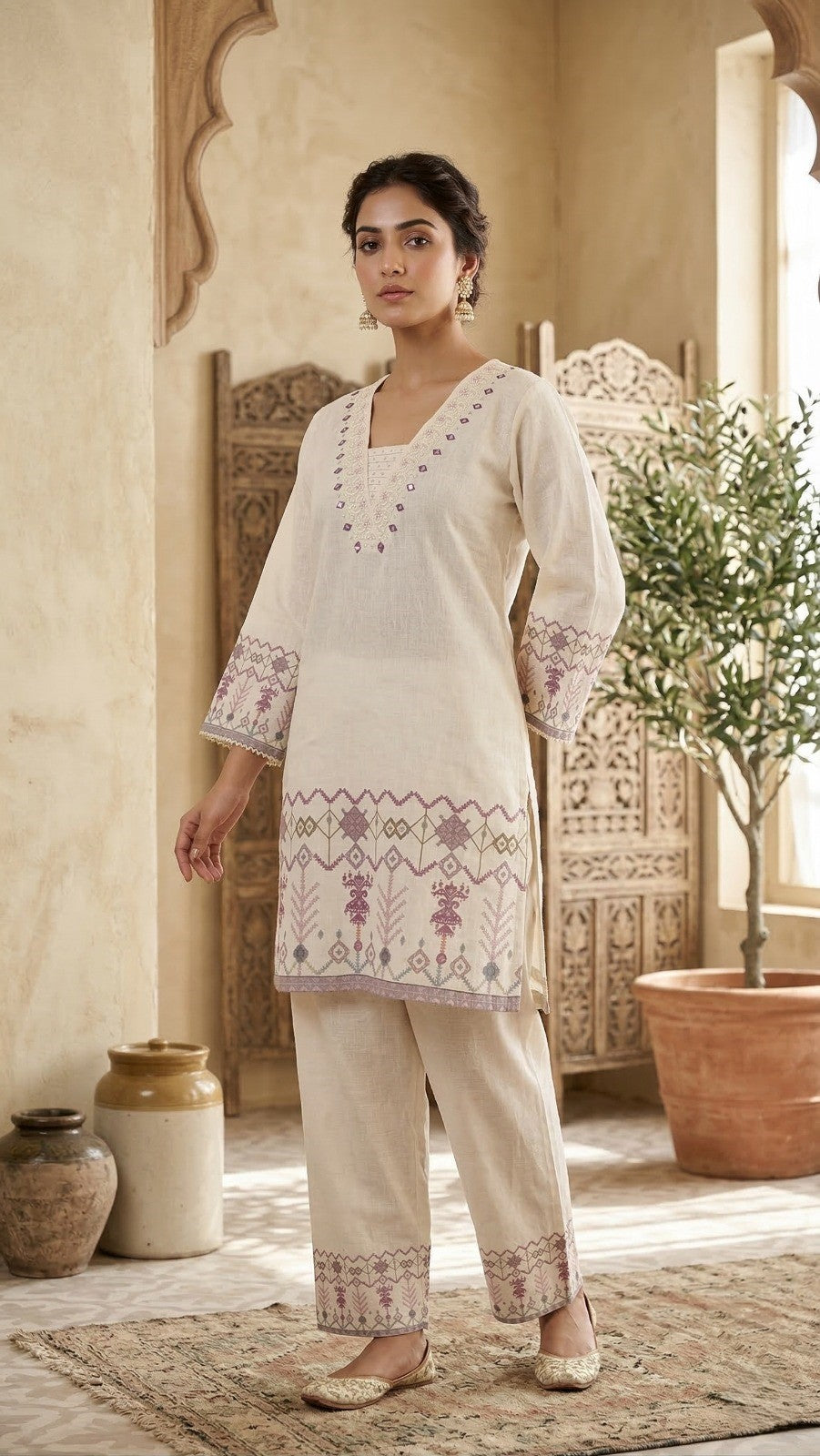 Marda baster embroidery cotton co-ord set