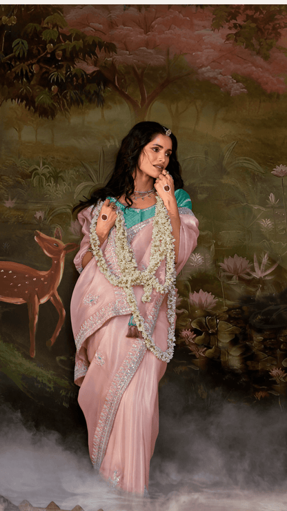 Dhiyona KM Women Organza Tissue Silk Saree