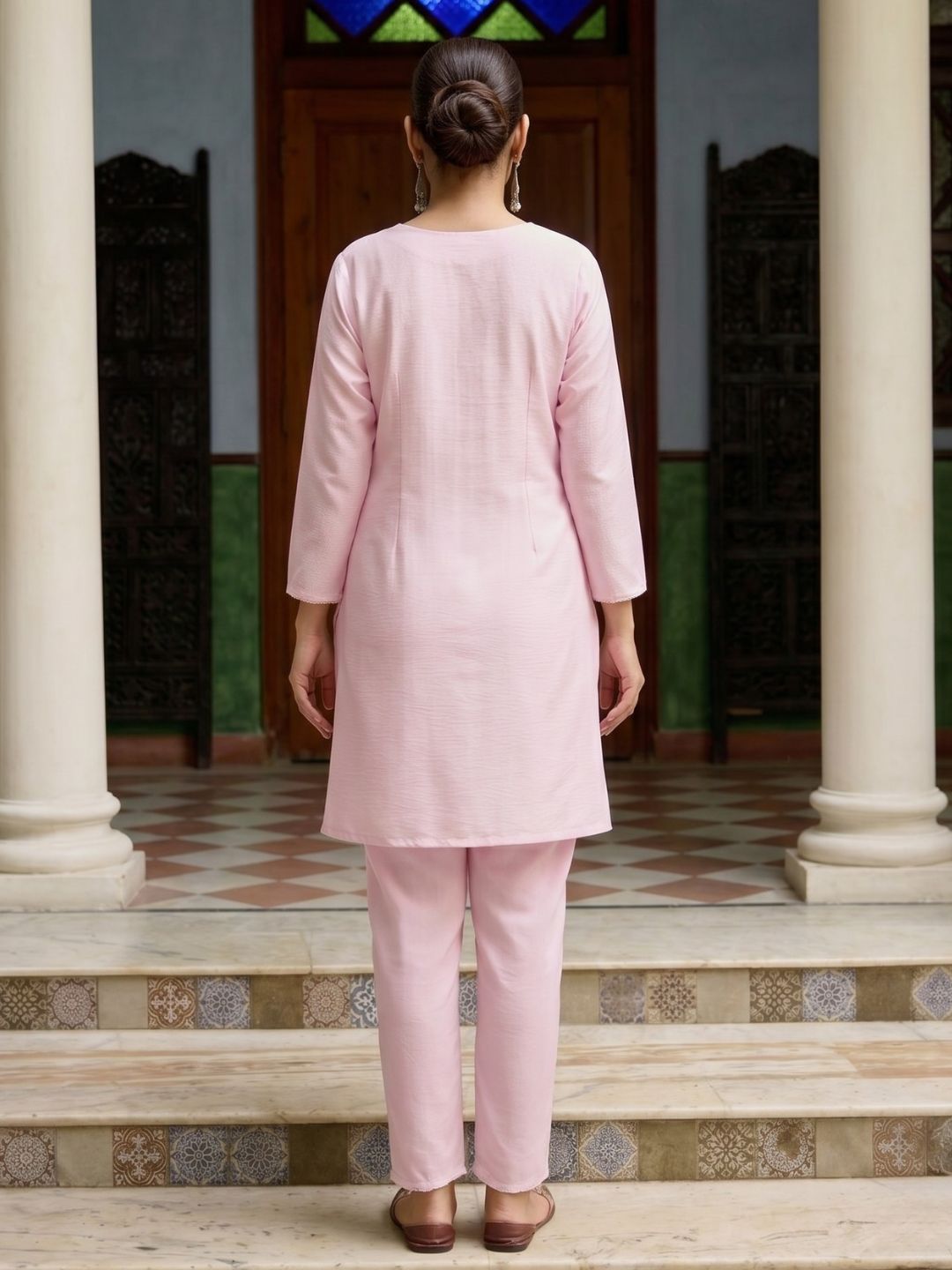 Barista Rose Embroidery Cotton Co-ord Set