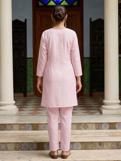 Barista Rose Embroidery Cotton Co-ord Set