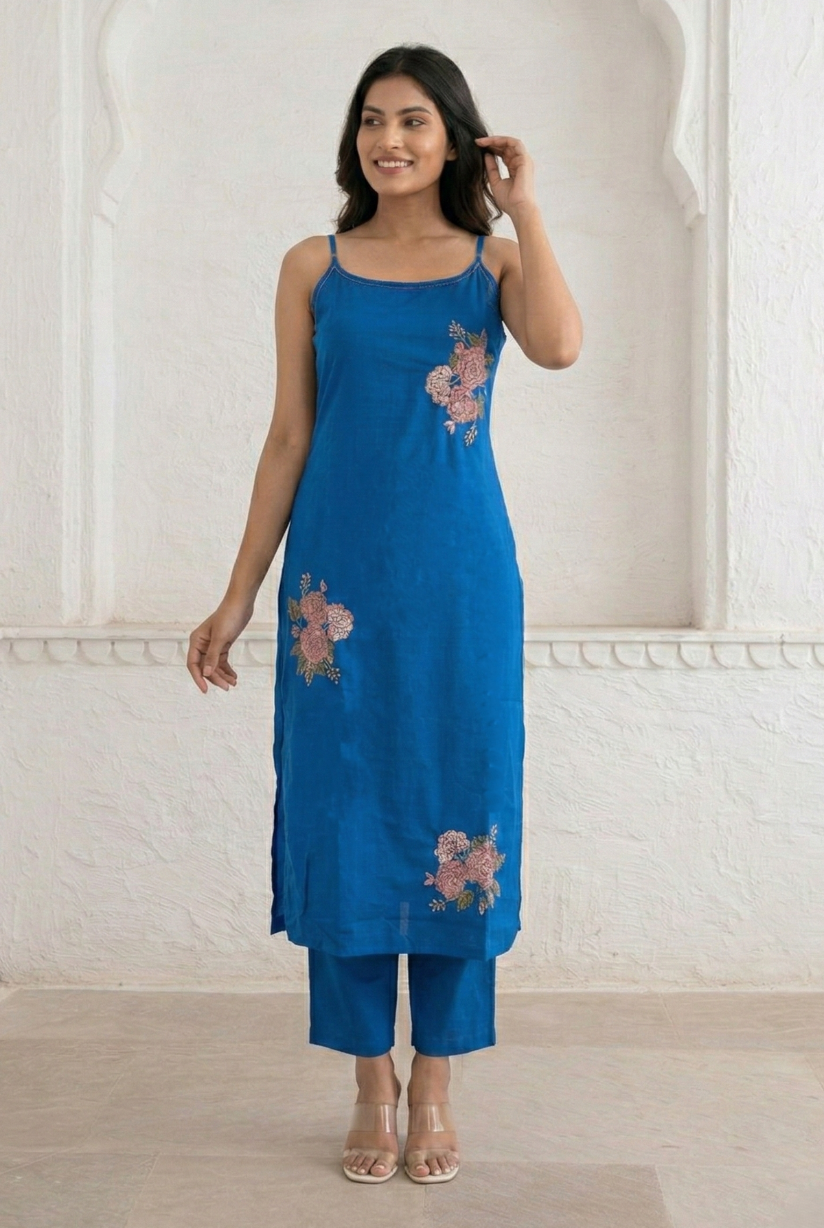 Mishka cobalt embroidery kurta pant set