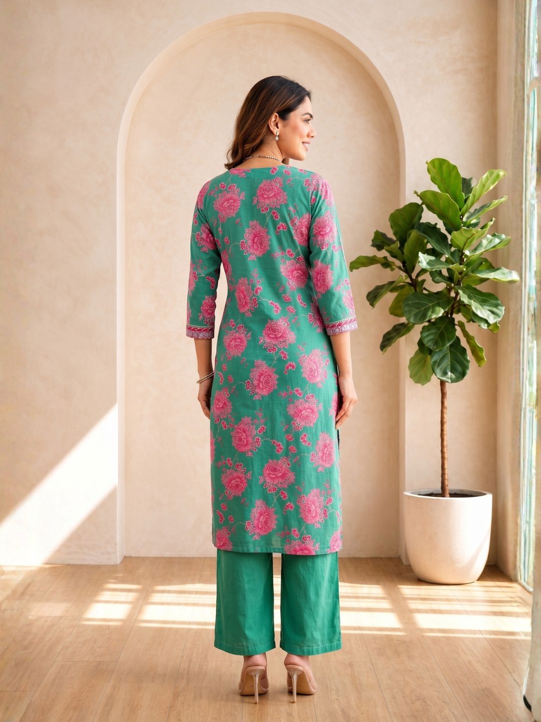 ITI shamrock COTTON KURTA PANT SET
